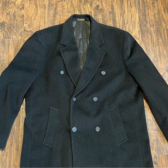 Christian Aujard Cashmere Blend Double Breasted Overcoat Mens 42 Black - Picture 16 of 16